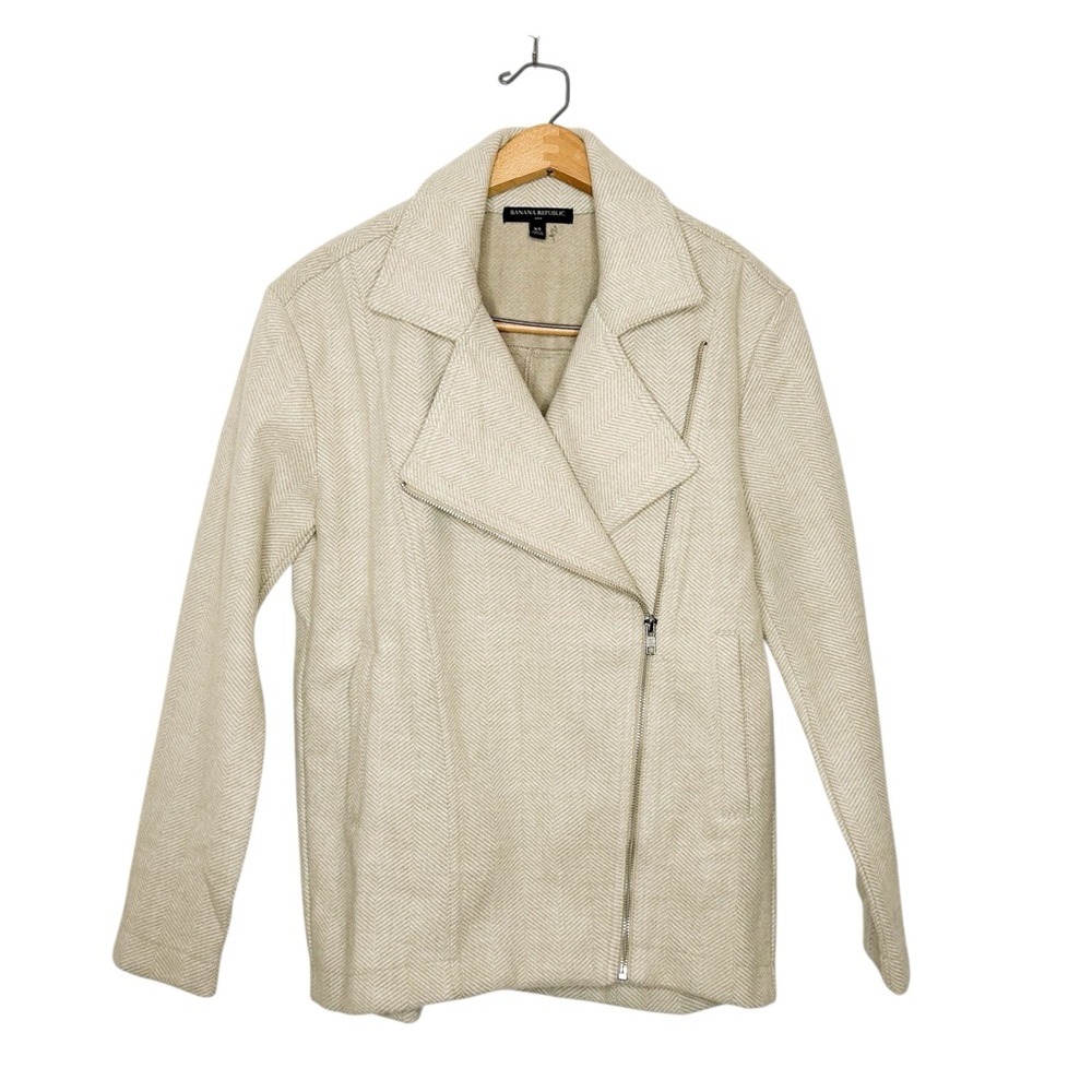 Banana Republic Women’s‎ Neutral Cream Chevron Moto Jacket XS